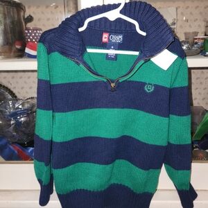 Chaps Men's Green and Blue Striped Sweater